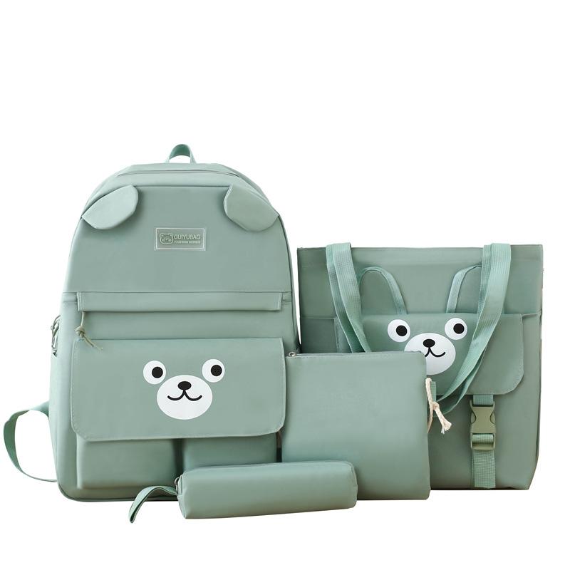 Large Capacity Little Bear Junior High School College Students' School Style Backpack Cartoon Casual Backpack Students' School Bag