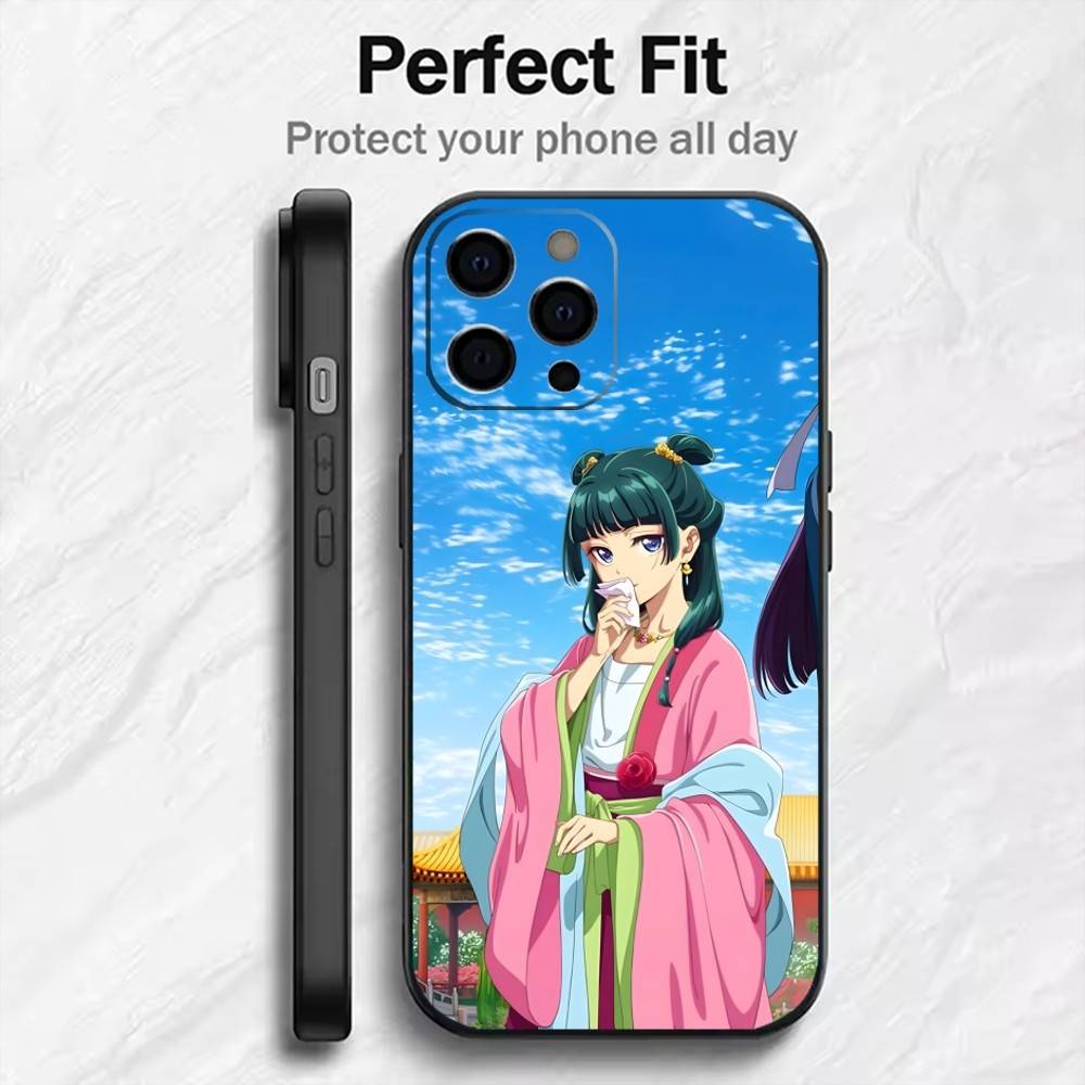 The A-Apothecary D-Diaries Jinshi And Maomao  Phone Case For iPhone17,16,15,14,13,12 Plus,Max Soft Silicone Black Cover