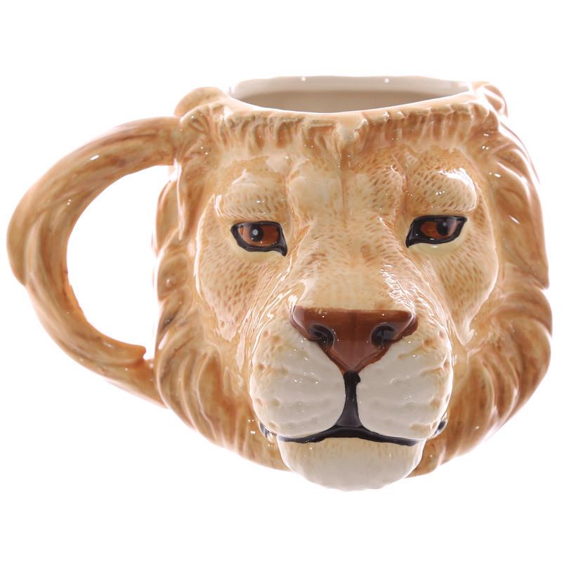 Tazza in Ceramica con Testa di Animale 3D: Disegni di Tigre, Lupo, Leone, Bulldog, Carlino