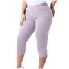 Women's Plus Size Casual Sports Yoga Leggings Elastic Waistband Capri Pants Stretchable Fitness Bottoms for Workout and Leisure
