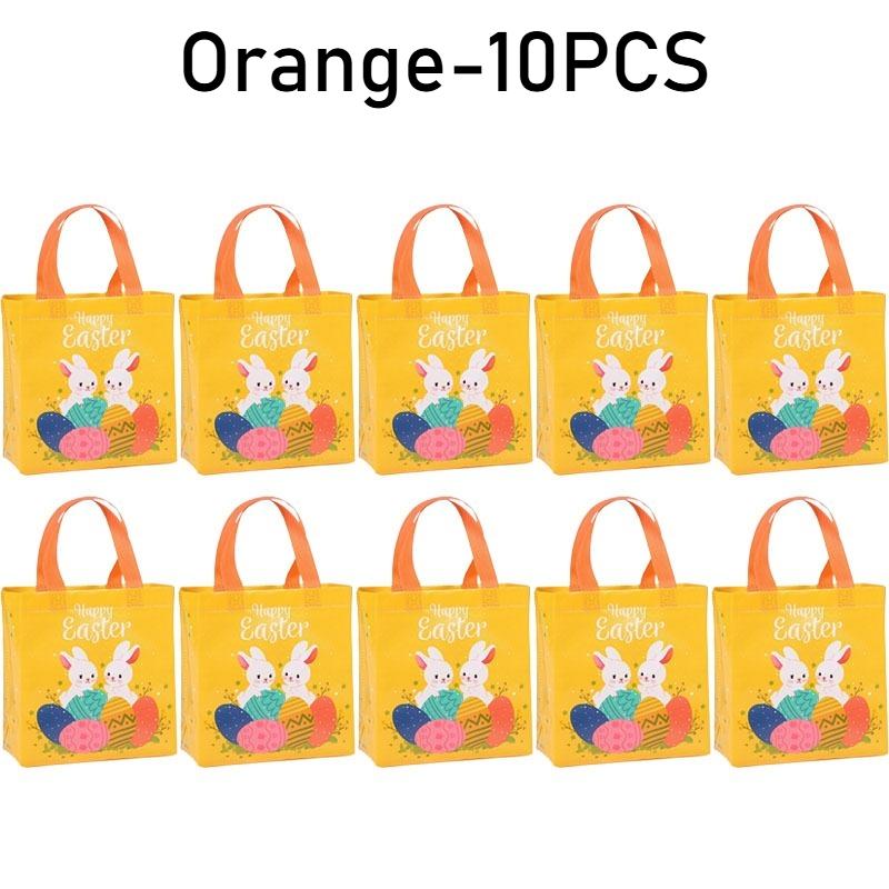 1-10PCS Easter Non Woven Tote BagDurable Dustproof Moistureproof Foldable GiftShopping Bag BunnyEgg Print Retail Merchandise Bag
