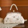 Pearl Chains Chinese Style Handbag Cheongsam Clutch Purse Elegant Kiss Lock Embroidery Shoulder Bags Banquet Crystal Dinner Bags