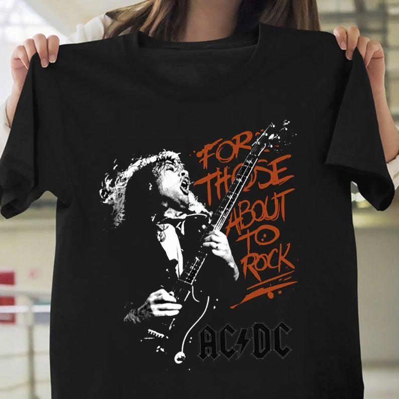 AC DC For Those About To Rock Черная футболка Мужская Все размеры Унисекс Футболка S