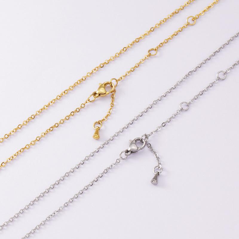Stainless Steel Adjustable Three-Section Chain Necklace with Water Drop Pendant for DIY Jewelry.