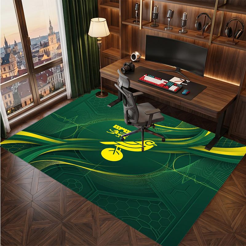 Norwich City Football Print Crystal Velvet Rug, Comfortable Water Absorbent Non Slip Indoor Floor Carpet