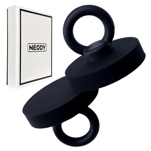 

NEODY Magnetic Hooks, Strong Neodymium Magnets, Realistic Weight Capacity 30kg, Silicon Eye (44*44*38mm), Black, Set of 2, SE-0102-B
