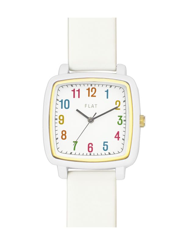 

Follow FLAT Square Rubber Band Watch N02219S-1 WH/MT