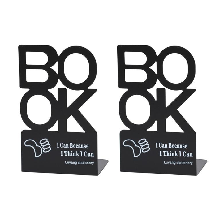 Pack of 2 Heavy Duty Metal Bookends for Shelves Hollowed Letter Bookends Metal Book Stopper Desk Book End for Home
