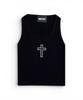 Bonseullipi Gothic Cross Rib Crop Tank (Black)