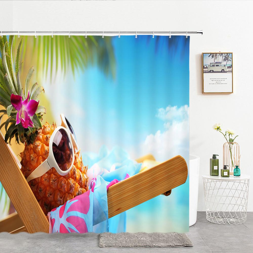 High Quality Sea Beach Shell Printed Shower Curtains starfish Bath Curtain Screen Waterproof Products Bathroom Decor with Hooks