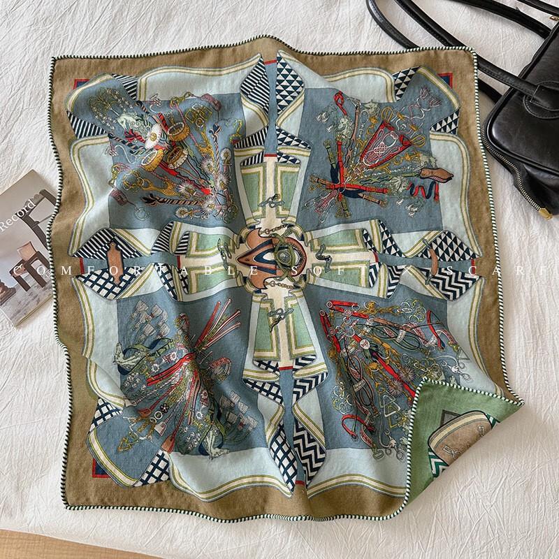 Double-Sided Silk Wool Square Scarf
