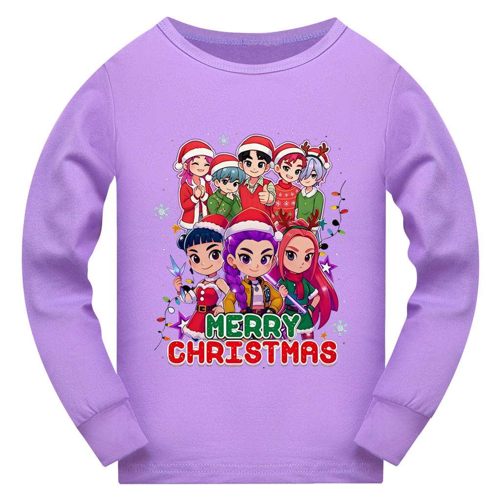5099 Dětské Dívčí Vánoční Novoroční Rumi Zoey Mira Potisk Super Star Tričko s Dlouhým Rukávem