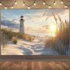 2D Flat Coastal Banner, Seagulls & Sand Dunes Background Cloth for Photoshoot