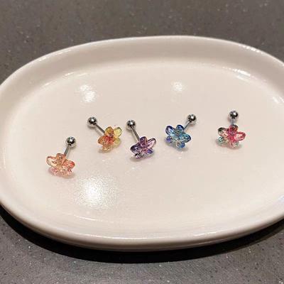 5Pcs Sweet Rainbow Flower Stud Earrings Spring And Summer Colorful Earrings For Women Party Cute Elegant Jewelry Gift