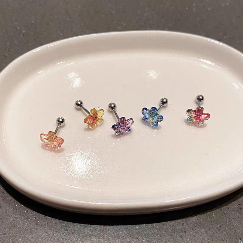 5 Paires Boucles d'Oreilles Puces Fleurs Arc-en-Ciel Douces Printemps Et Été Boucles d'Oreilles Colorées Pour Femmes Fête Bijoux Mignons Élégants Cadeau