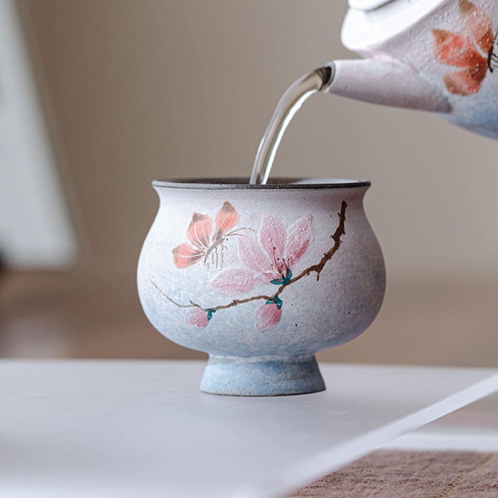 Floral Ceramic Teacup Vintage Floral KungFu Teacup Hand-made Afternoon Tea Cup China Mainland
