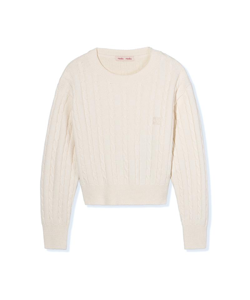 Nodeuyuumeon Witty Cable Round Knit [Cream]