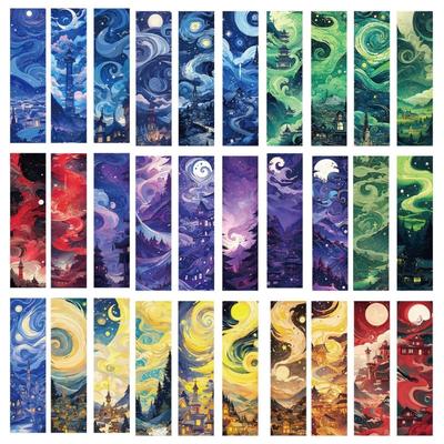 30Pcs Oil Painting Theme Bookmarks Gift for Book Lover Writer, Paper Reading Bookmarks Book Page Holder for Reading