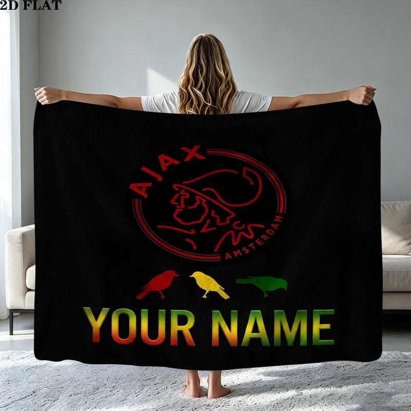 1PC AFC Ajax Custom Name Patterned Flannel Blanket Suitable For All Seasons for Home Decor Warmth and Comfort Gifts Holiday Present