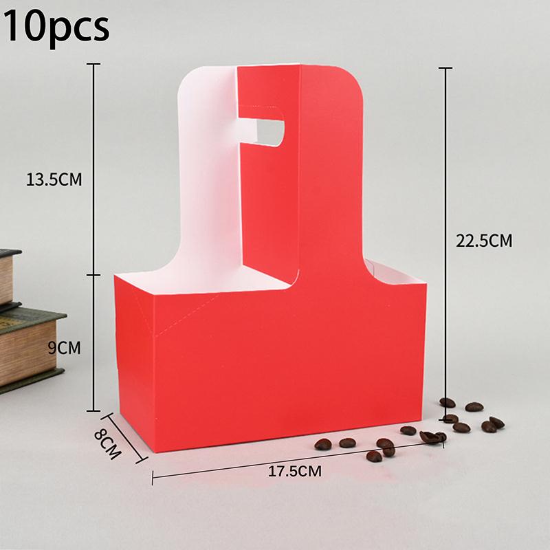 10Pcs Kraft Paper Drink Carrier with Handle 1/2/4Cup Capacity Coffee Cup Holder for Hot Or Cold Drinks Takeout Suitable for Cafe