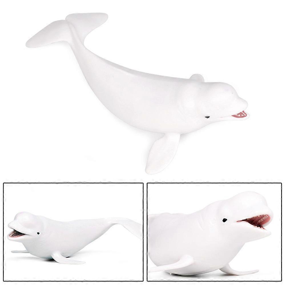 Simulated Sea Animal White Whale Model Plastic Ocean Animal Decoration Educational Toy for Home Decor Children 1Pack