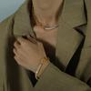 South Korea Dongdaemun Cold Wind Design Zircon Splicing Necklace Bracelet Earrings Set Simple