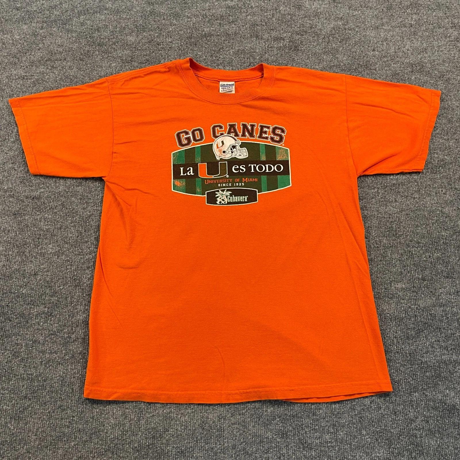 Vintage 90s University-of Miami Hurricanes GO-CANES Shirt Large 21x28 Cubavera S