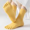 Women's Thigh-High Five-Toe Pure Cotton Socks - Warm, Sweat-Absorbing, and Slouchy for Autumn and Winter.