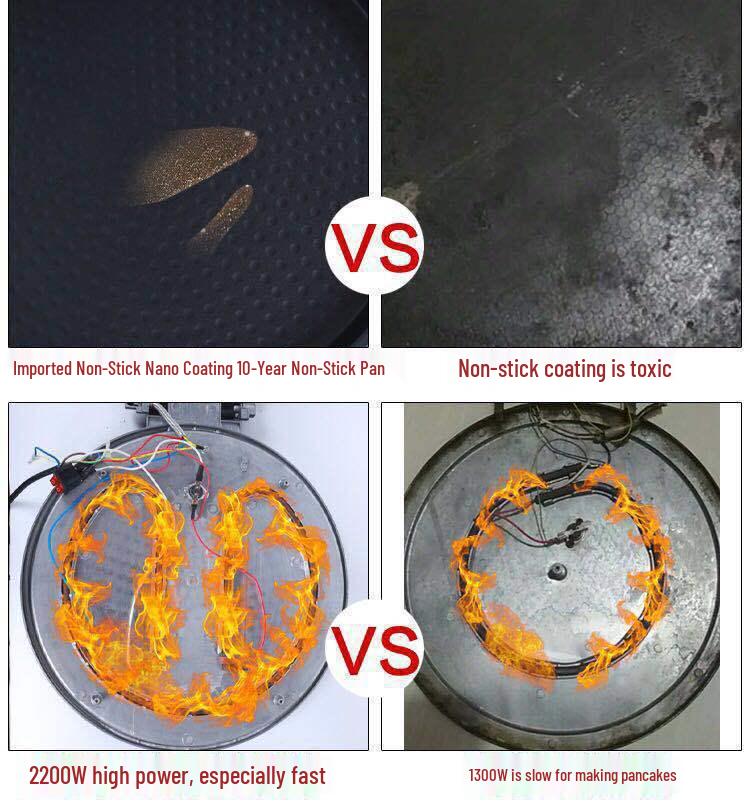 Commercial Double-Sided Electric Griddle for Pancakes and Crepes, Large Diameter, High Power