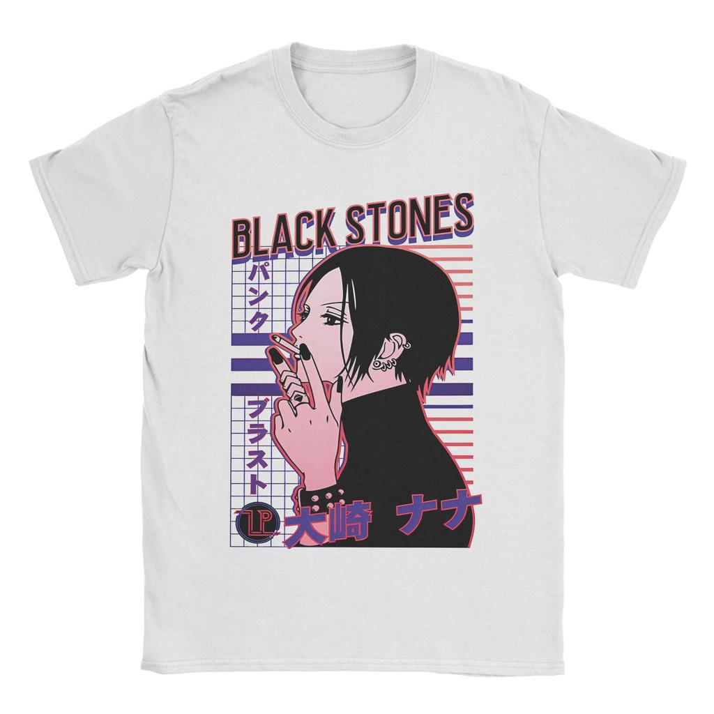 Black Stones Nana Mangaanime T Shirt Men Cotton Tops Casual Osaki Anime Kawaii Cartoon Round Neck Short Sleeve