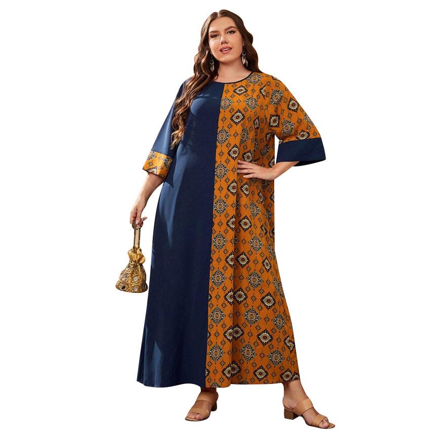 2024 Foreign Trade New Malaysian Turki Robe Fashion Loose Printed Dress