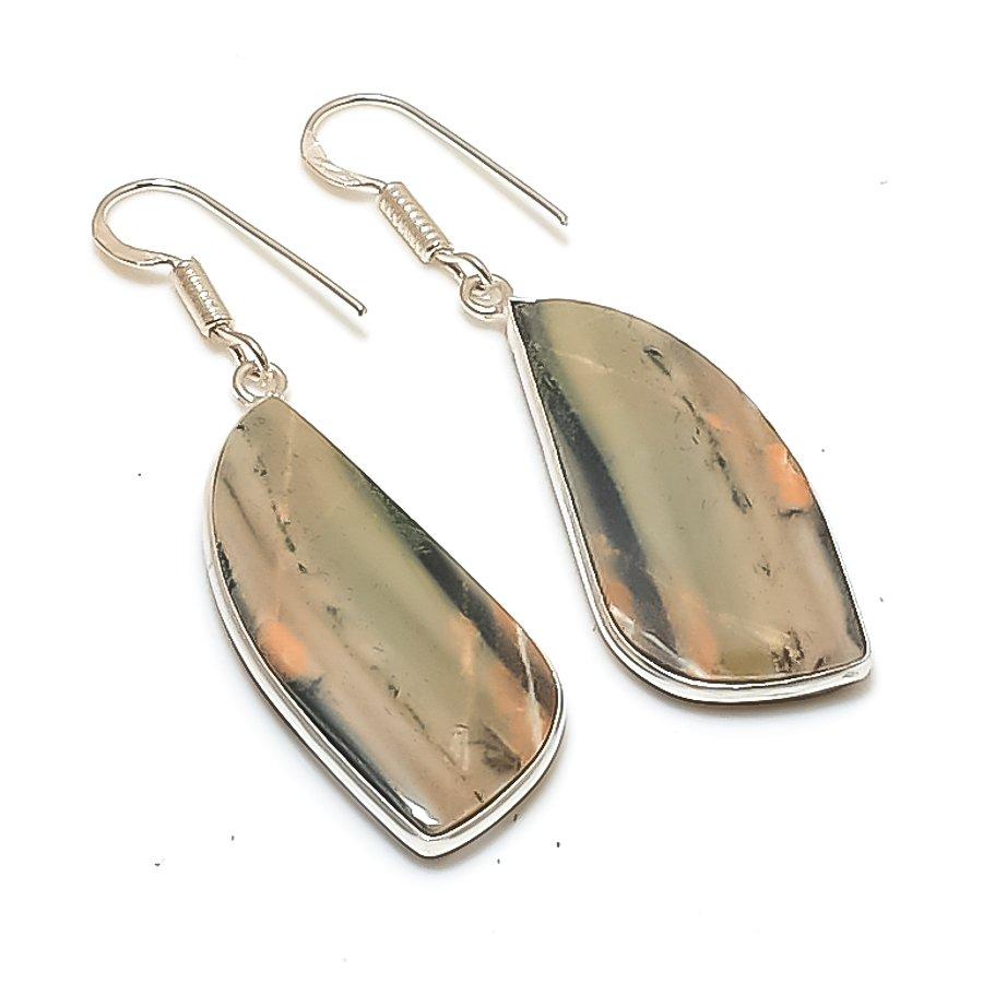 Natural Imperial Jasper Gemstone 925 Sterling Silver Jewelry Earring 2.05  AE-11998