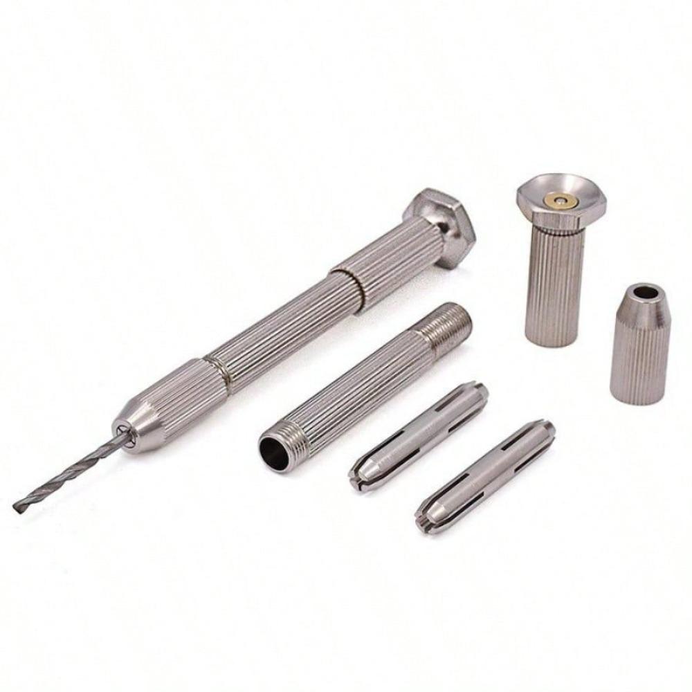 51Pcs/Set Mini Micro Aluminum Hand Drill with Keyless Chuck Twist Drill Bit Sets