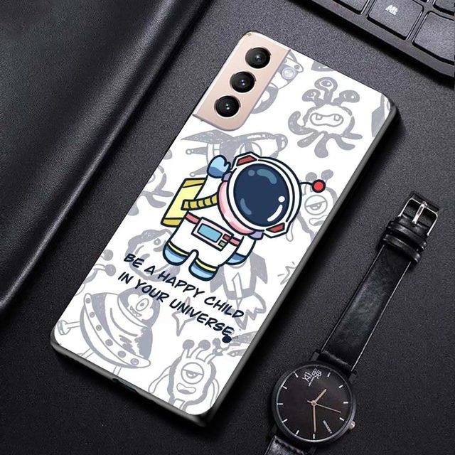 Phone Case For Samsung Galaxy S21 S20 Ultra S10 Plus Lite S21 S20 Fe 5g S10e S9 S8 S7 Edge Shell Fundas Cute Cartoon Astronaut