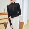Niche Design Striped Drill Bottoming Sweater Women's Autumn New Semi-turtleneck Wool Knitted Sweater Women's Inner Top