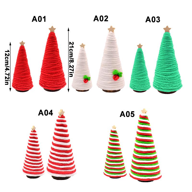 1Pc Mini Christmas Tree Tray Christmas Gift Desktop Christmas Tree Decoration Woolen Christmas Tree