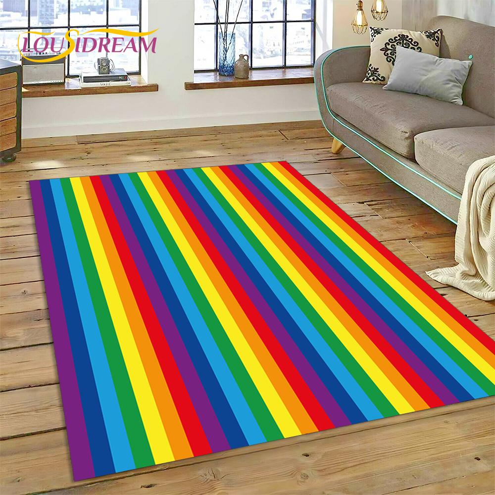 Rainbow 3D Colour Illusion Cartoon Rug Carpet for Living Room Bedroom Home Decor,Floor Mat Non-slip Decoration for Sofa Doormat