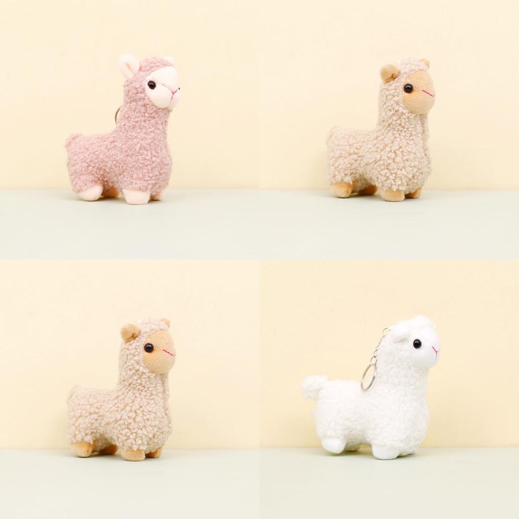 Sweet Cartoon Llama Keychain Soft Plush Toy With Pp Cotton Filling 12cm