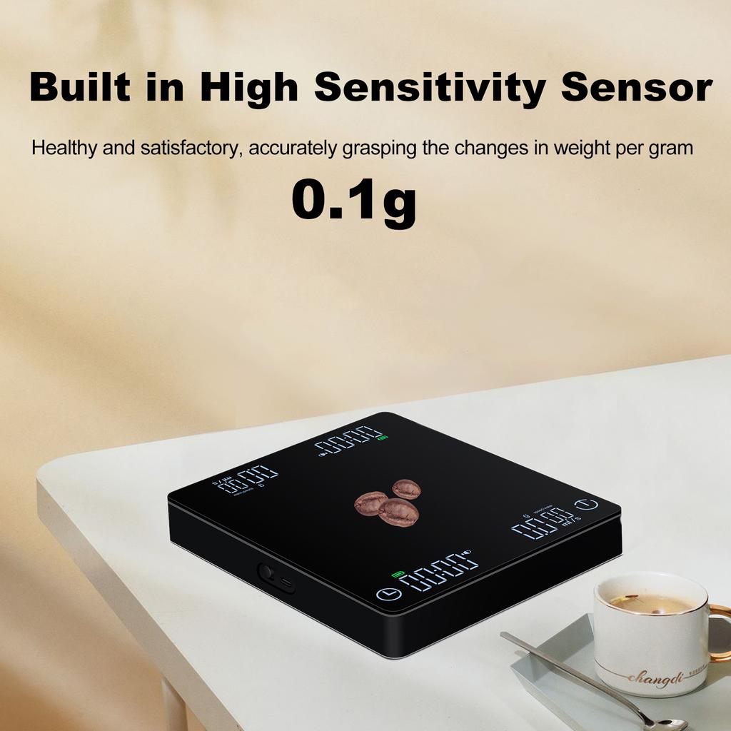 Kaffeewaage mit kabelloser Anzeige 3kg0.1g Hochpräzise Espressowaage Wiederaufladbar Digital