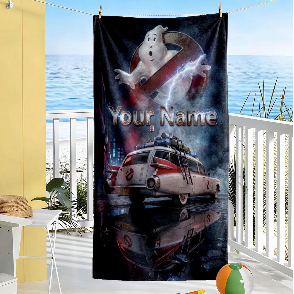 Ghostbusters Personalized Name Beach Towel High Absorbency & Quick-Dry Ideal for Travel Outdoor Swim Pool Yoga Surf Camping Hiking Gym Gift Holiday