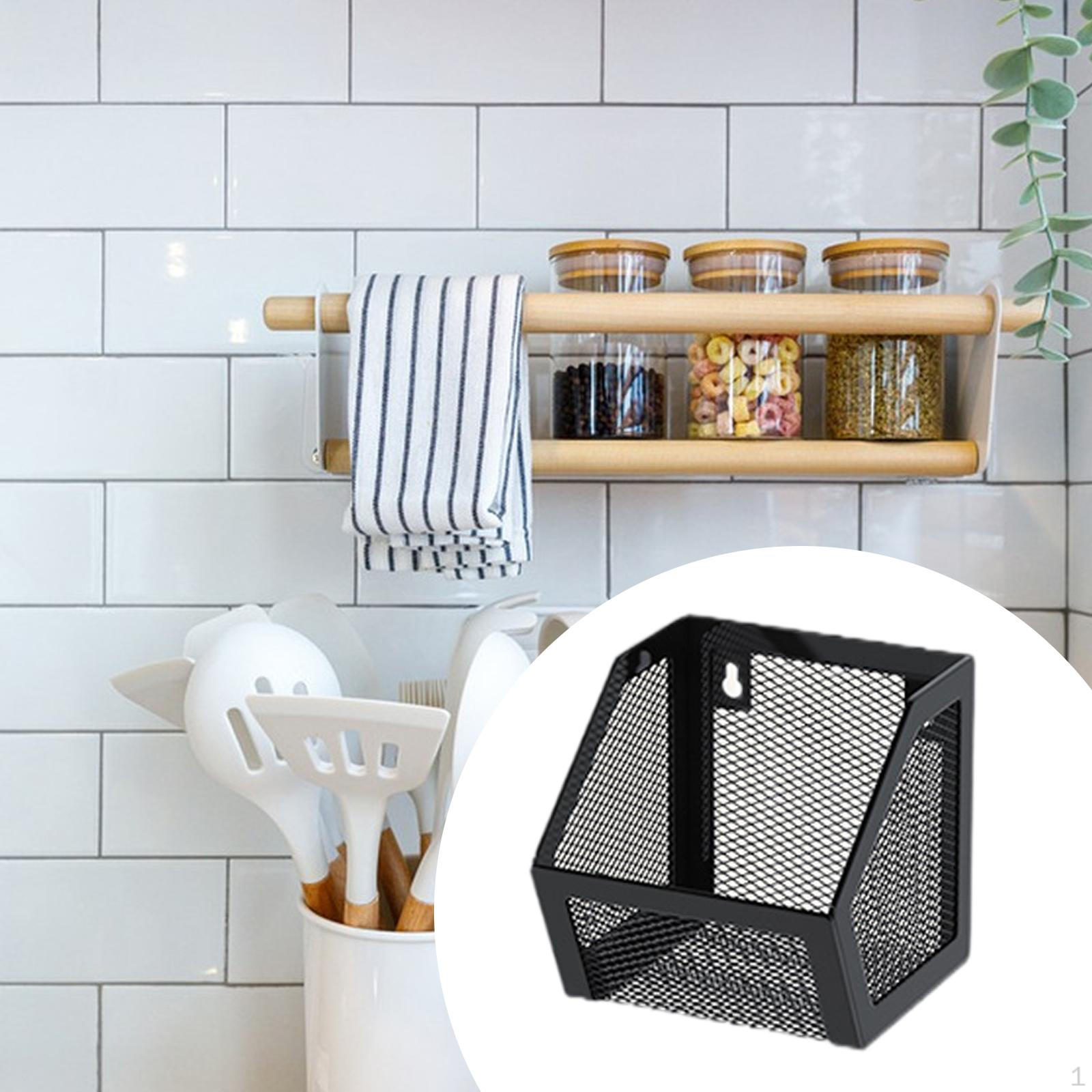 

Hanging Basket Kitchen Organizer Versatile Modern Garlic Keeper Spice Rack Storage for Living Black 1 Grid