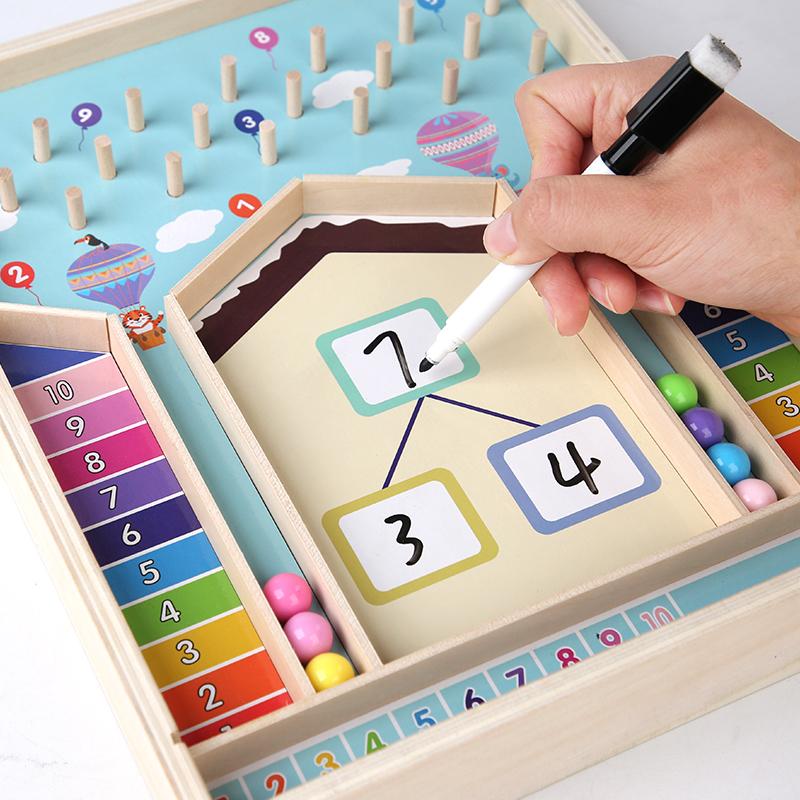 Montessori Educational Toy For Kids Wooden Number Reading Beads With Math Addition Game Learning Activity Gift For Boys Girls