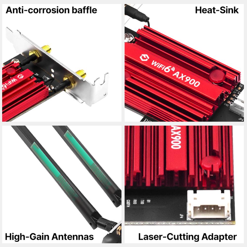 WiFi 6 FV-AX900Pro Wireless Card (8CM Short Bracket) - Bluetooth 5.4, High-Speed Dual-Band WiFi Adapter for PC/Desktop