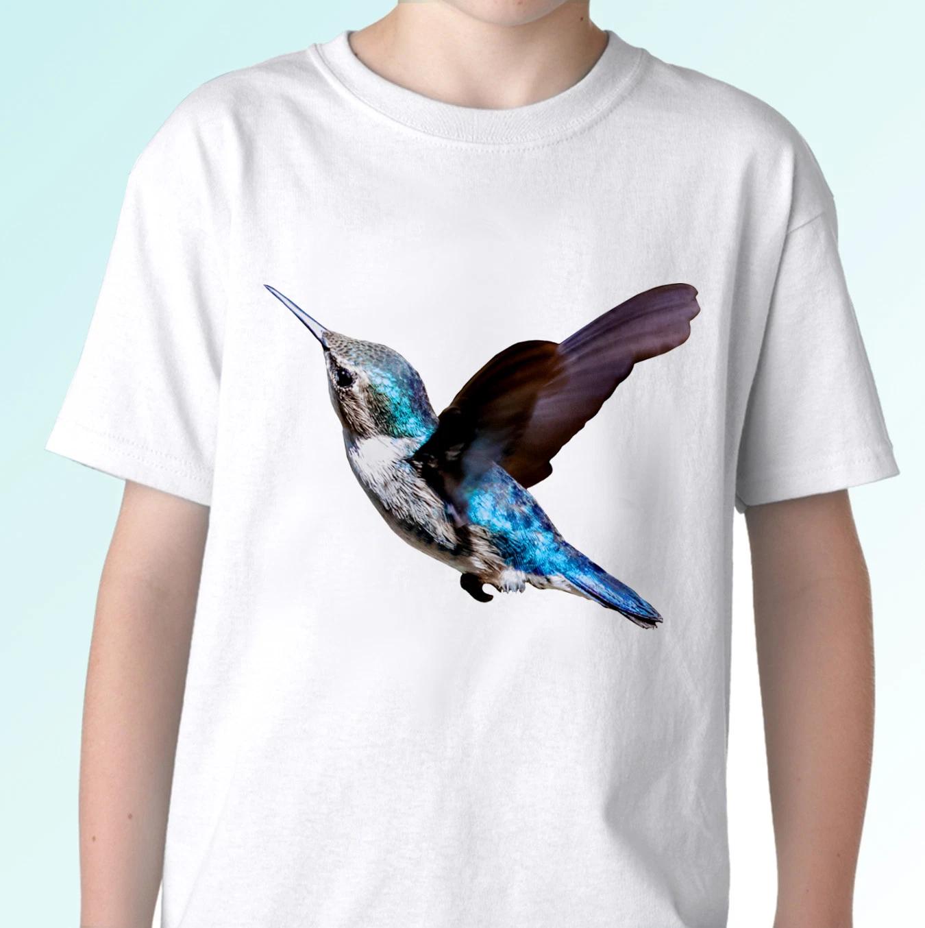 

Hummingbird white kids boys T-Shirt animal tee top bird design - s s kids baby 100
