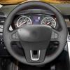 For Renault Laguna 3 Latitude Renault Samsung SM5 SM7 2009-2018 Hand-stitched Black  Leather Car Steering Wheel Cover