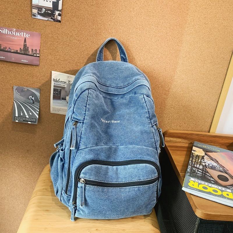 Casual Class Schoolbag Denim Large-capacity Bag Women's New Fashionable Versatile Backpack