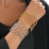 Gold-Plated Geometric Minimalist Adjustable Fashion Bangle - Non-Fading Open-Style