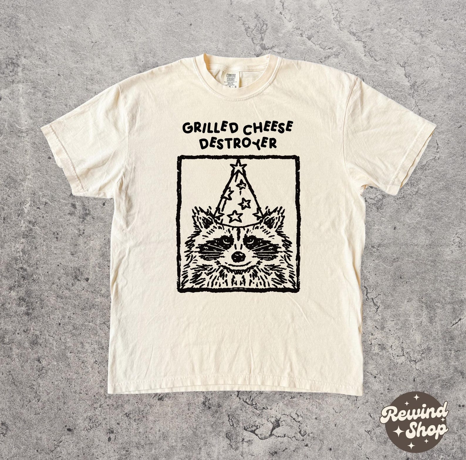 Silly Raccoon Grilled Cheese Shirt, Grilled Cheese Destroyer Comfort Colors Tshirt, Silly Graphic Tee L