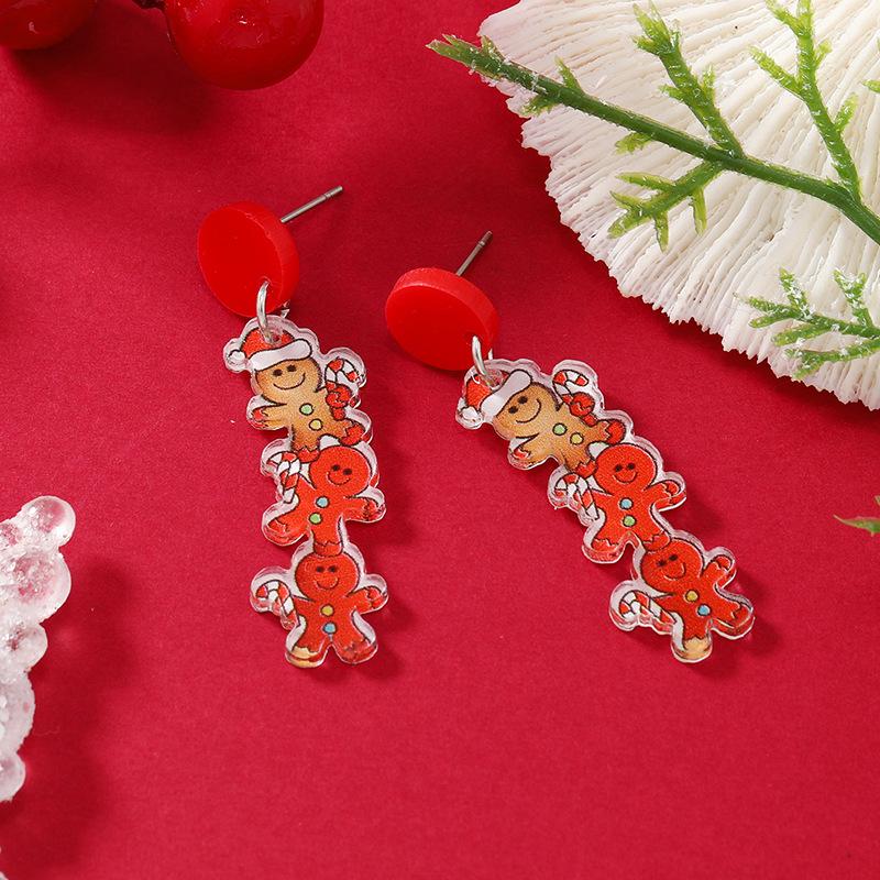 European & American Christmas Acrylic Santa Snowman Wine Glass Earrings for Women
