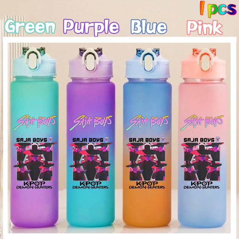 750ML KPop Demon Hunters HUNTR/X Rumi Mira Zoey Jinu Colore Degradé Tazza Acqua Bambino Borraccia con Cannuccia Saja Ragazzi Tigre Regalo